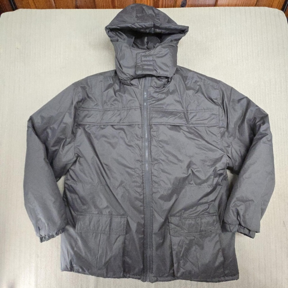 Haband's Ice House Parka Coat Mens Large Gray Hooded Insulated Full Zip‎ Winter